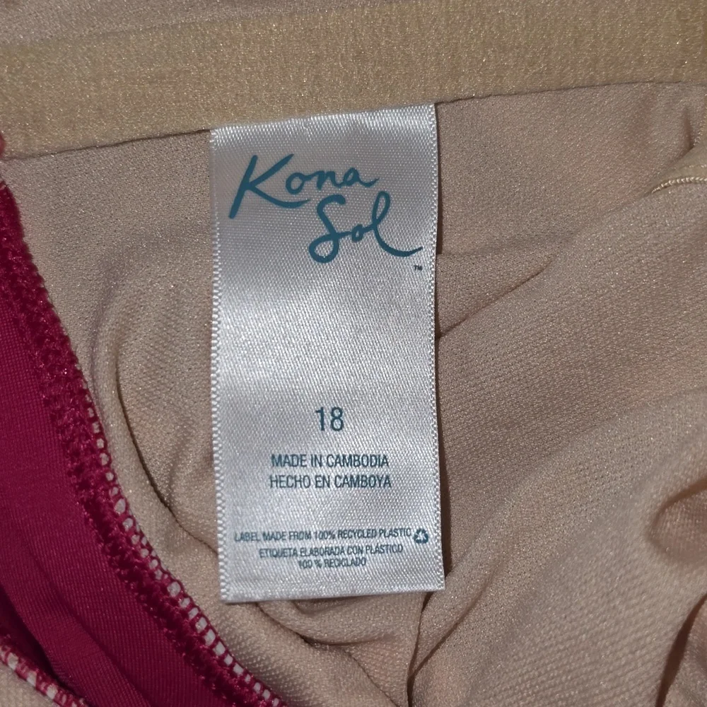 Kona Sol One Piece Swimsuit Ruffle One Shoulder Full Coverage Seat Hot Pink - Picture 10 of 15